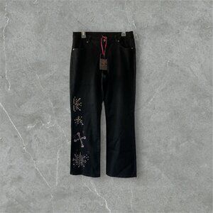 New Midnight Velvet Black Embellished Jeans Jewels Studs size10 Womens